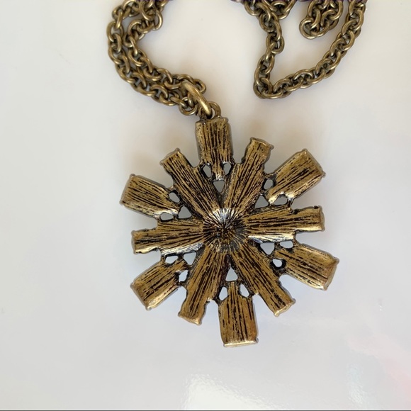 J. Crew Antique Bronze Rhinestone Pendant Necklace - Picture 5 of 6